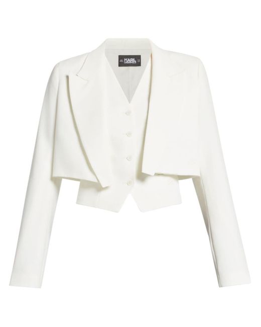 Karl Lagerfeld White Layered Convertible Blazer
