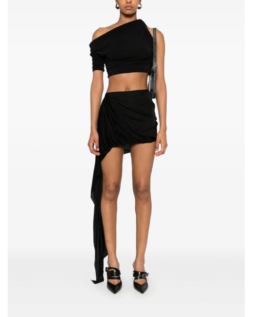 David Koma Black Draped Asymmetric Mini Skirt