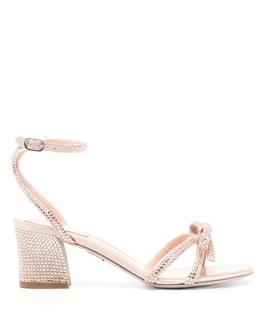 Rene Caovilla Pink Crystal Embellishment Sandals