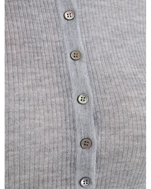 Gabriela Hearst Gray Julian Ribbed Henley T-Shirt