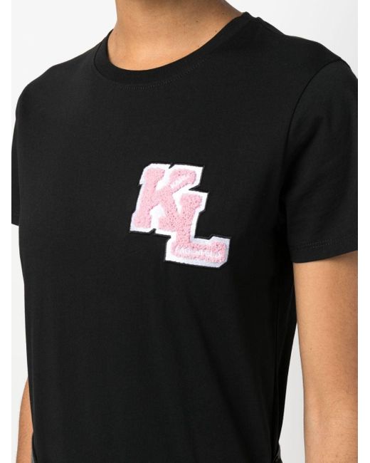 Karl Lagerfeld Black Kl Logo-patch Organic Cotton T-shirt