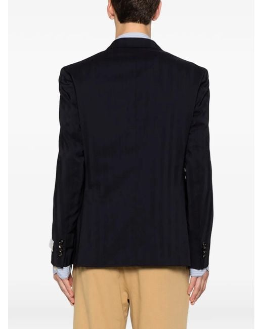 LC23 Blue Double-Breasted Pinstripe Blazer for men