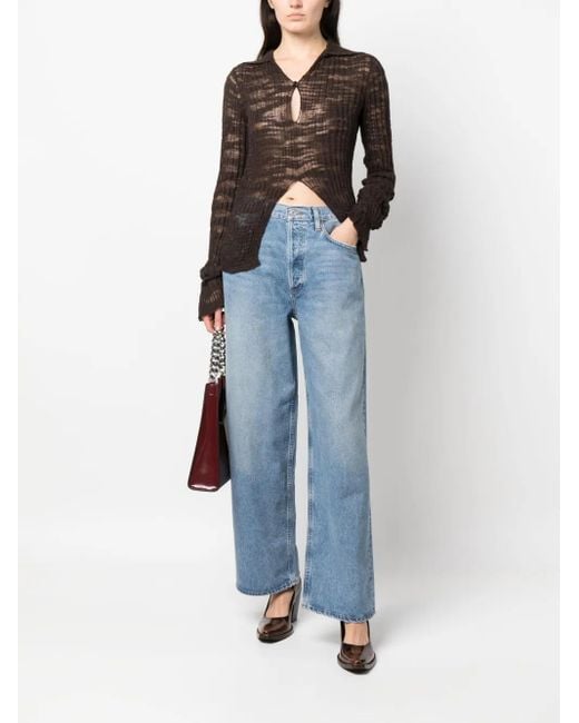 Agolde Blue Denim Low Rise Baggy Jeans