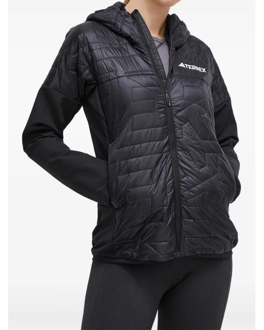 Adidas Black Quilted Hooded Jacket