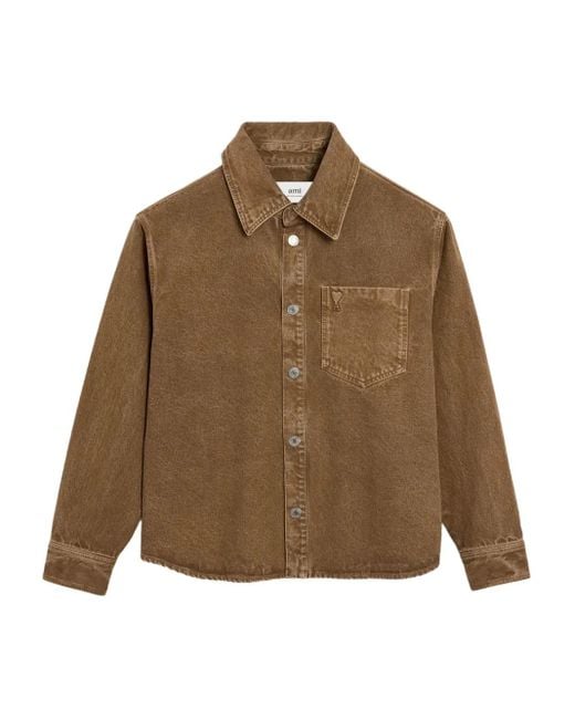 AMI Brown Ami De Coeur Cotton Overshirt