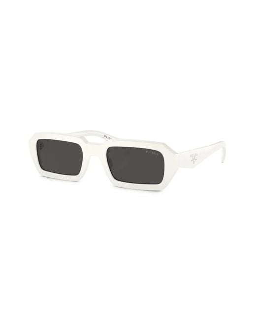 Prada Black Logo-Lettering Rectangular Sunglasses