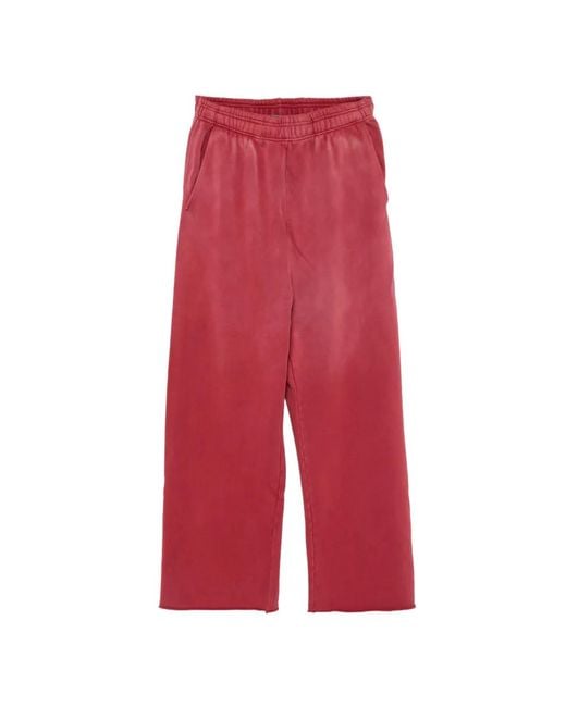 Entire studios Red Faded-Wash Raw-Cut Track Pants