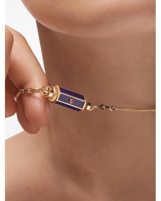 Marie Lichtenberg White Baby Locket Ruby And Lapis Lazuli Necklace