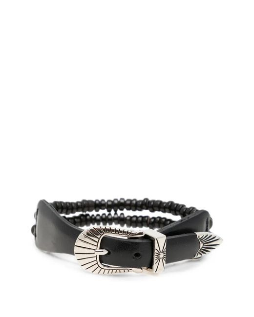 Toga Black Stud-Embellished Leather Bracelets for men