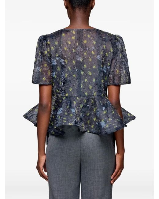 Ganni Blue Peplum Blouse