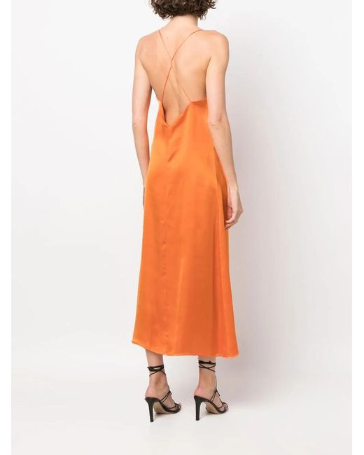 Blanca Vita Orange Robe Longue Arise Maraso À Col Bénitier