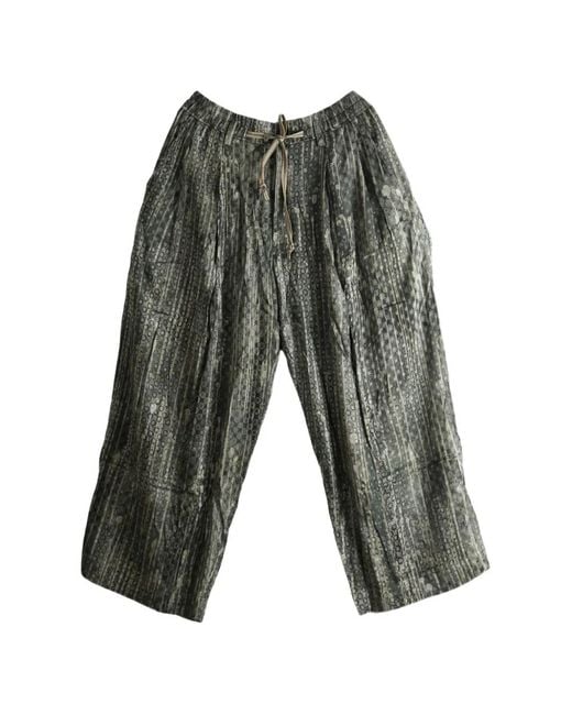 Ziggy Chen Gray Patterned Drawstring Trousers for men