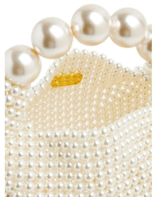 Vanina White Beaded Top-Handle Bag