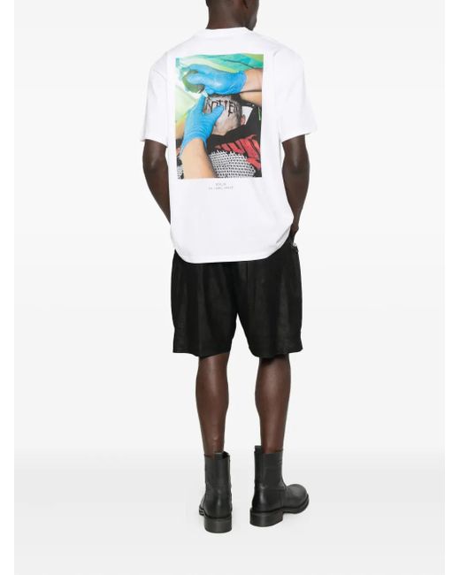 44 Label Group White Classic Printed Cotton T-Shirt for men