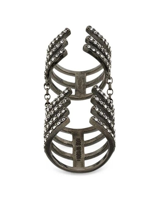 FEDERICA TOSI White Crystal-Embellished Chain-Link Ring