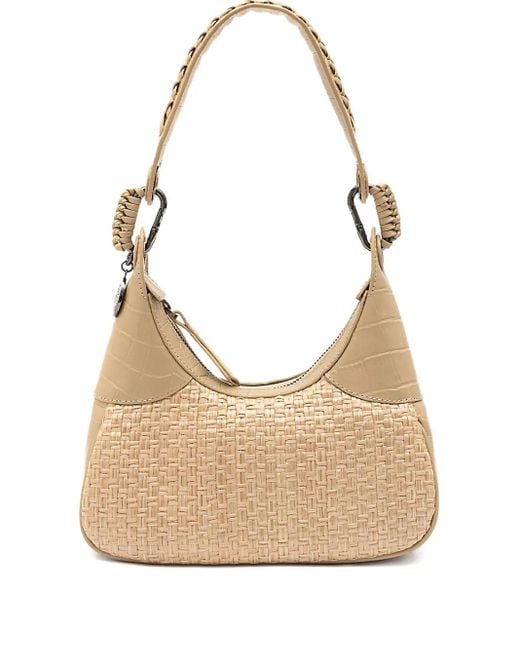 Bolso de hombro con relieve Isla de color Natural