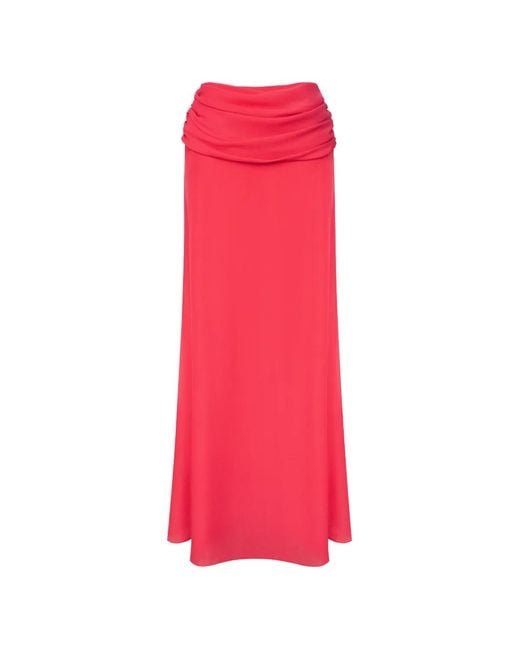 POST MERIDIEM Pink Draped Chiffon Maxi Skirt