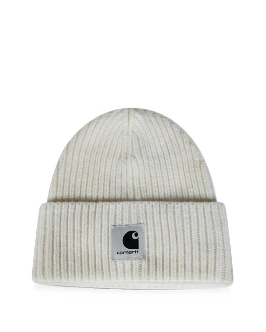 Carhartt White Mira Ribbed Beanie Hat for men