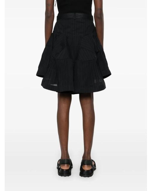 Sacai ストライプ ミニスカート Black