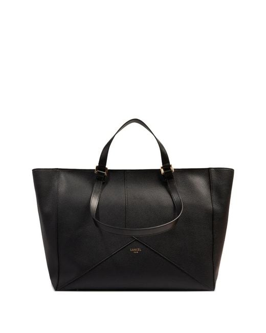 Lancel Black Envelope Leather Tote Bag