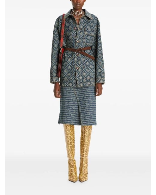 Tory Burch Blue Denim Cargo Jacket