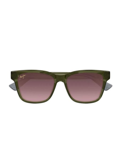 Maui Jim Green Shiny Trans Square Sunglasses