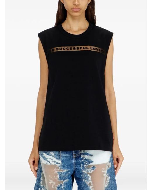 DIESEL Black X Tinder Slogan-Print Sleeveless T-Shirt