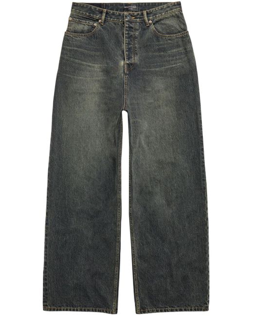 Balenciaga Gray Low-rise Wide-leg Jeans
