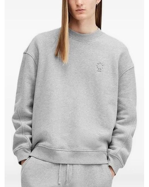AllSaints Gray Embroidered-Logo Crew-Neck Sweatshirt for men