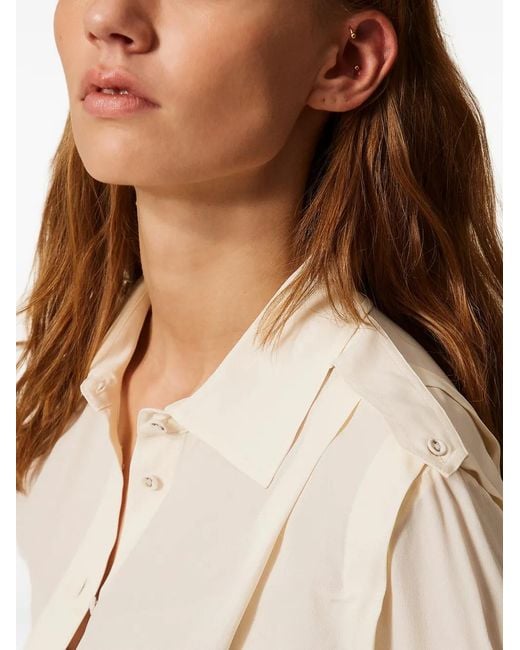 Twinset Natural Crêpe De Chine Cropped Shirt