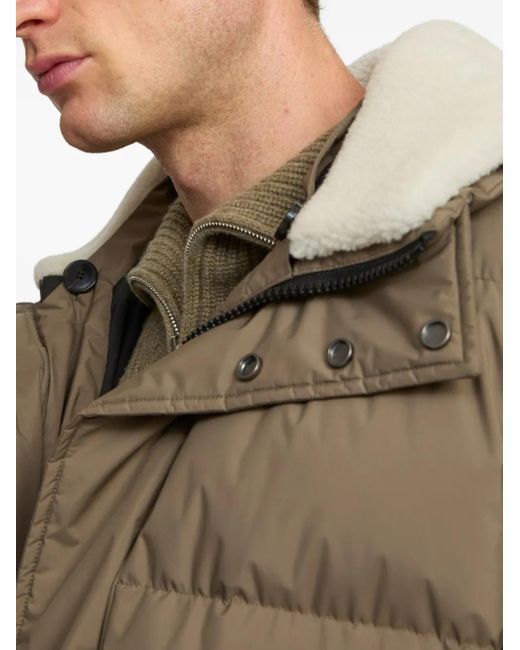 Yves Salomon Green Shearling-Trimmed Hooded Padded Coat for men