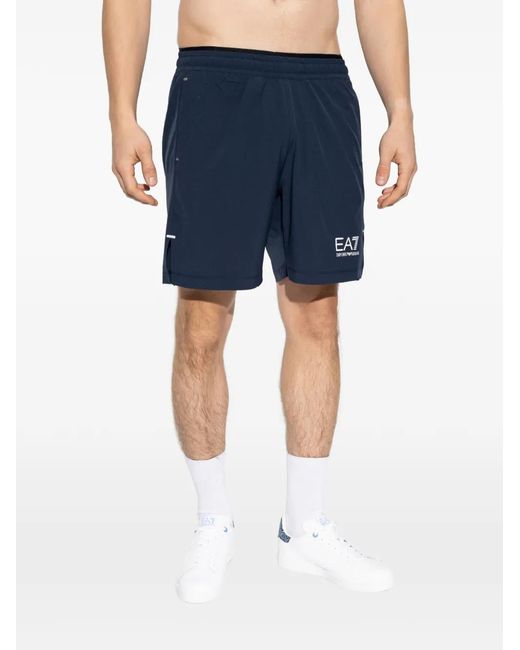EA7 Blue Short À Logo Imprimé for men