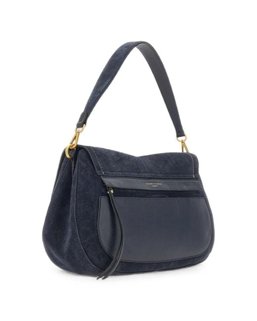 Gianni Chiarini Blue Large Helena Round Suede Tote Bag