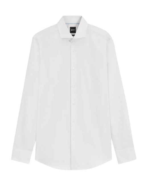 Boss White Long-Sleeve Button-Up Shirt for men