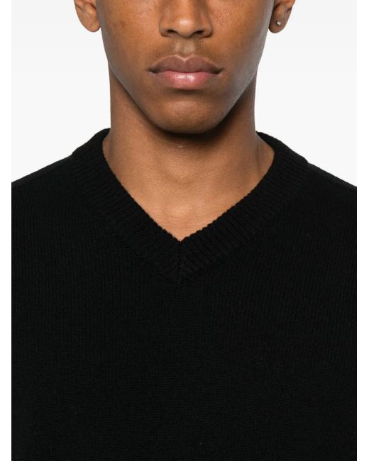 メンズ Stone Island ロゴ Vネックセーター Black