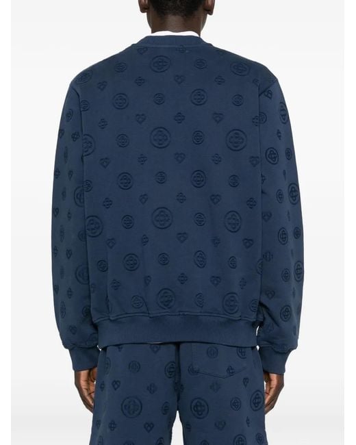 Casablanca Blue All-Over-Pattern Round-Neck Sweatshirt for men