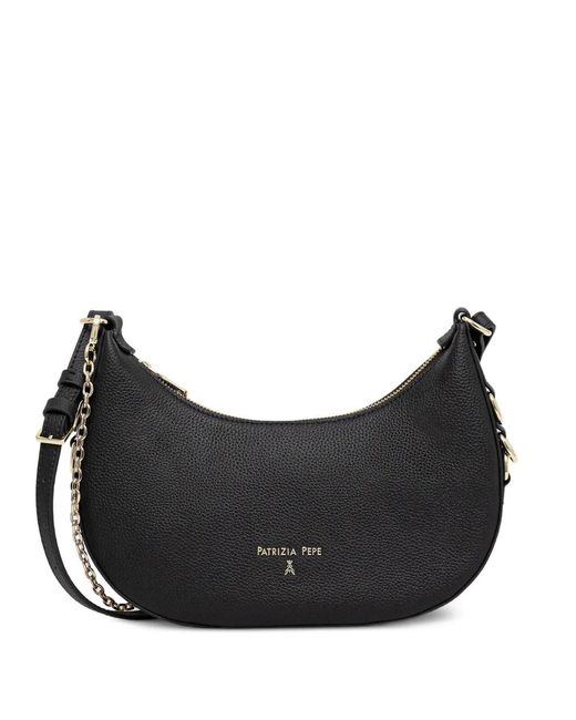 Patrizia Pepe Black Logo-Lettering Cross Body Bag