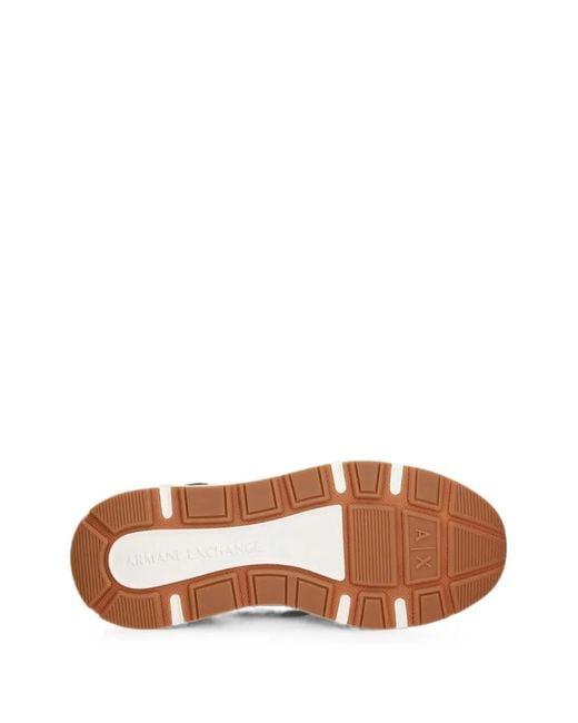ARMANI EXCHANGE White Urban Logo-Print Panelled Sneakers for men