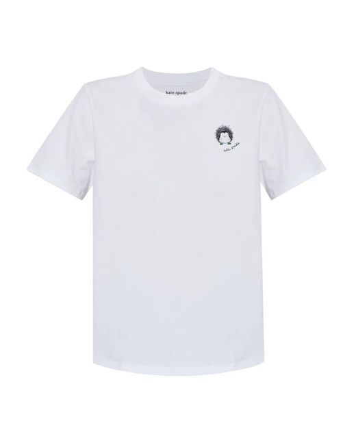 Kate Spade White Hedgehog-Print T-Shirt