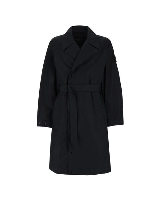 Stone Island Black Ghost Belted Logo-Patch Trench Coat for men