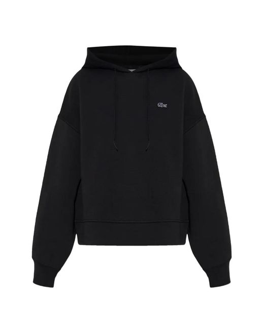 Lacoste Black Logo-Appliqué Hoodie