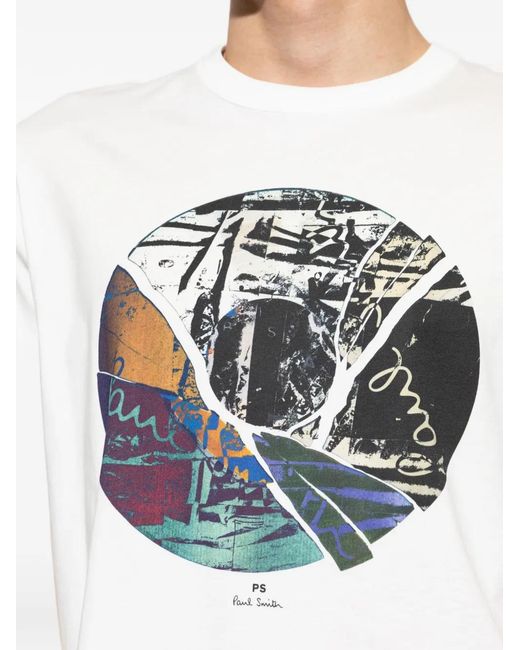 Paul Smith White Graphic-Print T-Shirt for men