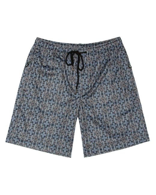 Ksubi Blue Geometric-print Deck Shorts for men