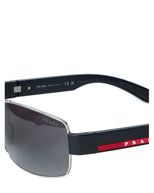 Prada Linea Rossa Blue Logo Hinges Square Sunglasses