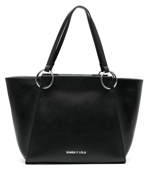 Bimba Y Lola Black Ring-embellished Tote Bag