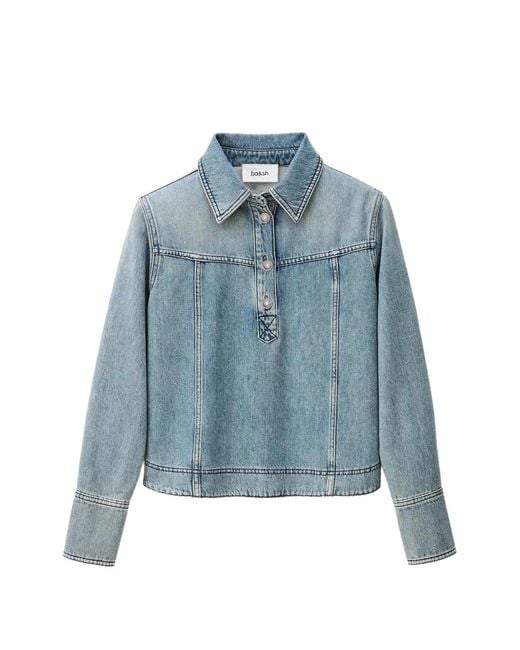 Ba&sh Blue Tavy Buttoned Polo Top