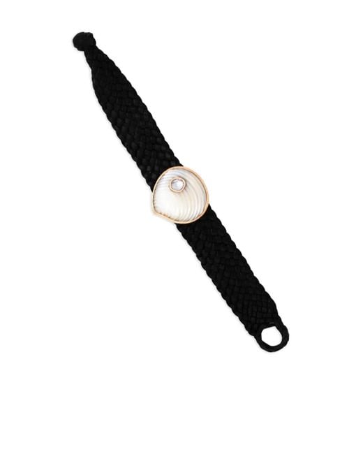 Dezso by Sara Beltran Black 18K Rose Large Pearl Shell Diamond Bracelet