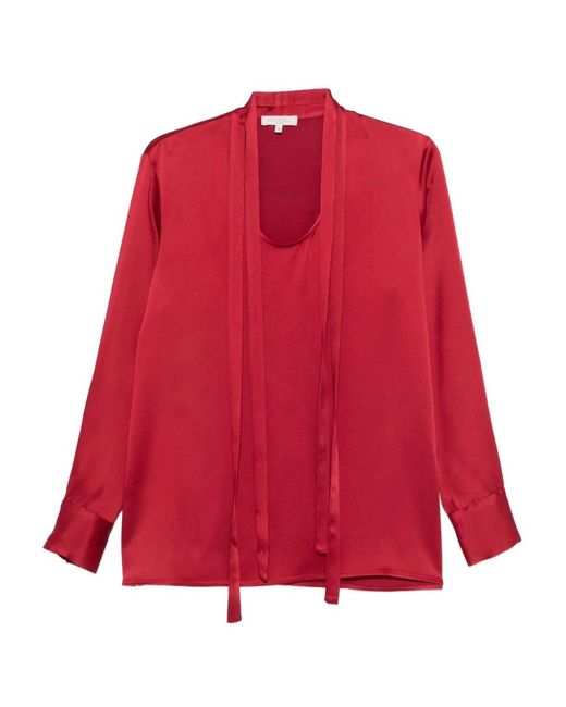 Antonelli Red Tie-Neck Blouse