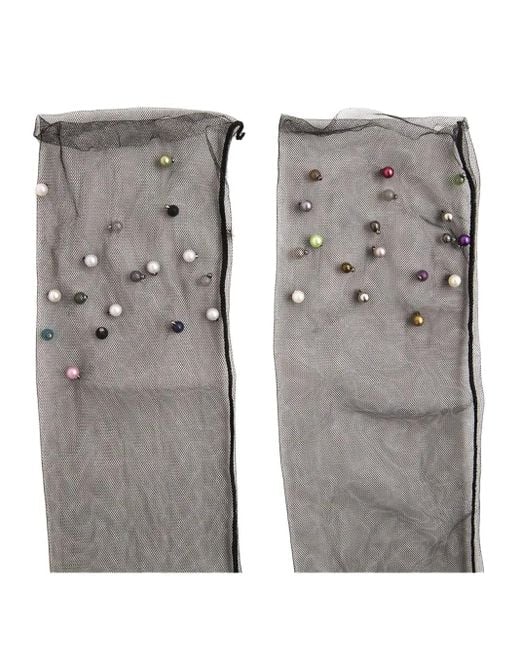 Fun Flamingo Gray Embellished Mesh Socks