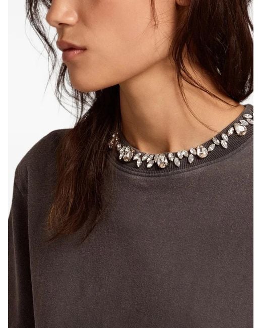 Golden Goose Deluxe Brand Gray Decorative Crystal-Embellished T-Shirt